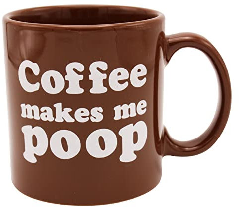 Island Dogs Giant Coffee Makes Me Poop Coffee Mug - Gigantic 22 Ounce Funny Ceramic Coffee Mug - Unique Novelty Kitchen Gift for Friends, Family, and Coworkers