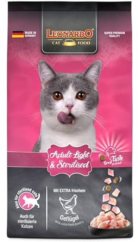 LEONARDO Adult Light [7,5kg] Katzenfutter | Diät Trockenfutter für Katzen | Alleinfuttermittel für ausgewachsene Katzen Aller Rassen ab 1 Jahr