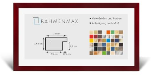 RahmenMax® Morena - Cornice portafoto in legno, 35 x 83 cm, da appendere/cornice, su misura, in MDF, con vetro acrilico antiriflesso da 1 mm, cornice puzzle