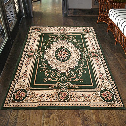 Carpeto Klassisch Orientteppich & Perserteppich mit Orientalisch Ornamente Muster Kurzflor in Grün/TOP Preis - ÖKO TEX (200 x 300 cm)