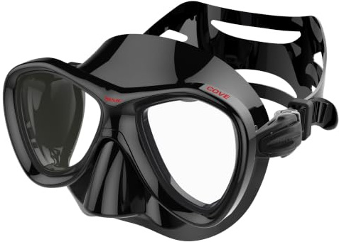 SEAC Cove Maschera per Immersioni Sub, Pesca Subacquea in Apnea e Snorkeling in Silicone Ipoallergenico Nero Taglia Unica