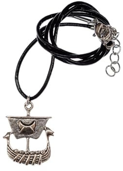 Miniblings Wikinger Segelschiff Kette Boot Schiff Wikinger Schiff silber - Handmade Modeschmuck - Lederkette Leder