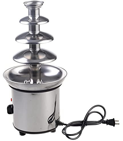 WSHA Fuente de Fondue de Chocolate de 4 Niveles/máquina de fusión de Chocolate eléctrica de Acero Inoxidable/fusión de Queso Comercial Calentador de inmersión calentado