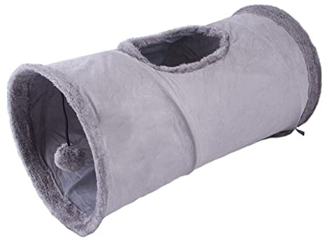 Otherway Tunnel pour Chat, Tunnel Lapin, Tunnel Pliable pour Chat avec 1 Trous, pour Chats, Lapins, Pliable Tunnel De Jeu pour Les Chats Lapins Chiens Cochons d'Inde Animaux De Compagnie, Gris