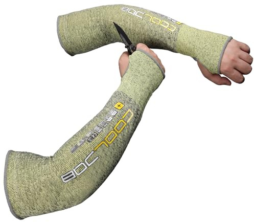 COOLJOB A6 Cut Resistant Sleeves for Garden Pruning Pet Handling, 18” Protective Arm Cover UPF50+ UV Sun Protection for Men Women, Thin Skin Approved Work Protector for Gardener Farmer, Large, 1 Pair