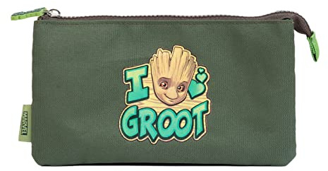 Grupo Erik - Trousse Scolaire Marvel Groot | Trousse 3 Compartiments | 21 x 12 x 3,5 cm