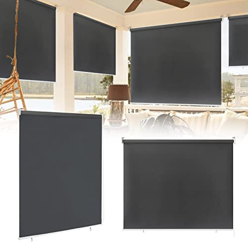 XMTECH Senkrechtmarkise Außen Sonnenschutzrollo Außenrollo Balkonrollo Aussenrollos Wetterfest UV-Schutz Sichtschutz Sonnenschutz Rollo für Fenster Balkon Terrasse Garten, 140x240cm, Anthrazit