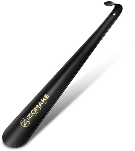 ZOMAKE Shoe Horn Long Handle for Seniors, 16.5 Inch Extra Long Metal Shoehorn for Boots, Men, Women, Kids