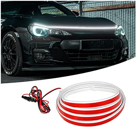 CGEAMDY Luci di Striscia LED per Auto Esterne, 12V 180 cm Luce di Marcia Diurna per Cofano Auto Impermeabile, Kit Fascio di Avviamento a Scansione Dinamica, Luce Decorativa Luminosa Flessibile
