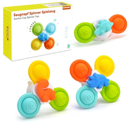 ECHOCUBE Sugkopp Spinner Leksake, 3 Pcs Spinner Leksak Baby Badleksak För Barn, Pedagogiska Spinde Sensoriska Leksaker Födelsedagspresent, Fifget Sugleksak För Bebisar, Pojkar Och Flickor