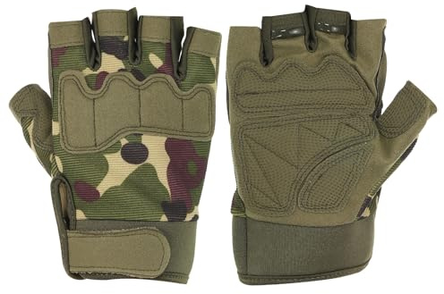 PATIKIL Men's Outdoor Fingerless Gloves, 1Pair Half Finger Gloves Breathable Workout Gloves for Climbing Cycling Hunting, Camo, XL