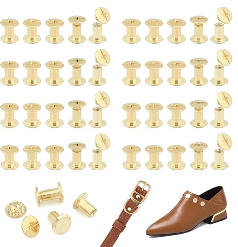 JJWNMLL 85 Set Chicago Screw Posts M5*8mm,Rivet Chicago Binding Screws Gold | Metal Rivet Replacement Repair for Bags, Collar, Harness, Luggage, Purse, Dog Lead, Backpack, Belt