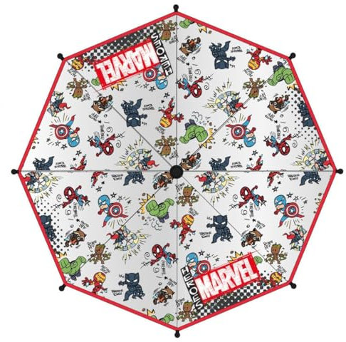 Paraguas de Burbuja de Marvel - Apertura Manual - Estampado de Superhéroes - Elaborado en 100% POE con Estructura de Fibra de Vidrio - Producto Original Diseñado en España