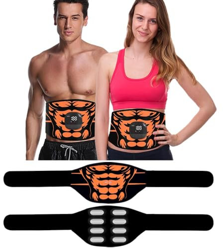 Erysin EMS Bauchtrainer, EMS Trainingsgerät, Massagegeräte Pro Gürtel Elektrostimulatoren Stimulationsgerät für Männer Frauen Aluminiumblech Muskelstimulator, Muskelaufbau ABS 10 Modi 30 Intensitäten