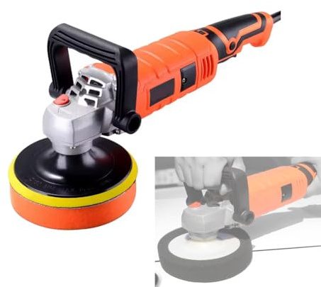 MYVVKIA Pulidora de Mano, Potente pulidora de Mano, pulidora de Mango, 7 velocidades Variables, 500-3000 RPM, pulidora rotativa de 1200 W, para pulir, encerar, esmaltar y lijar a