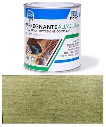 Generico Vernice Impregnante ad Acqua Verde Chiaro da 0,750 Lt Ecopictor per Legno