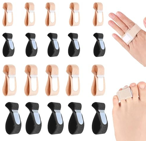 FOSDICK 20 Pezzi Stecca Dito Mano Bendaggi, Traspirante Dita a Martello, Regolabile Bendaggi Raddrizza Dita Piedi, Tutore Dito Piede per il Sollievo e il Sostegno Delle Dita di Mani e Piedi Ferite