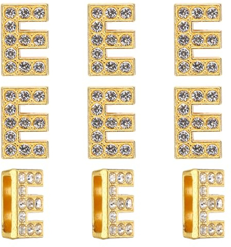 PATIKIL Strass bokstavsberlock, 30 st 10 mm glidarmband hängen kristall bokstav E berlock hängen alfabet A-Z för gör-det-själv smyckestillverkning halsband armband, guldton, 9mm, legering, Strass