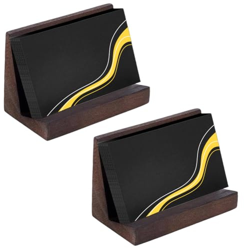 UNICRAFTALE 2Pcs Porte Cartes de Visite en Bois Support de Carte Moderne pour Bureau et Maison Présentoir de Cartes Marron Rectangulaire Organisateur de Cartes Professionnel pour Hommes et Femmes