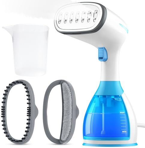 Handheld Clothes Steamer, 1500W Fast Heat-Up, 280ml Detachable Water Tank, Portable Garment Steamer for Wrinkle Removal, Vertical & Horizontal Steam Iron for Home, Travel & Office