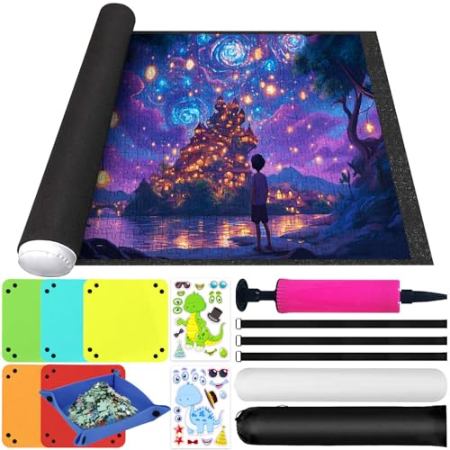 ZUSUZU Puzzlematte für Puzzles,Puzzle Matte Rolle,Tragbare,Jigsaw Mat für BIS 1500 2000 3000Teile,Aufbewahrung Puzzlematte Zum Rollen,Mat