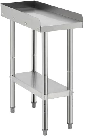 GarveeTech Stainless Steel Grill Stand Table - 12x24x30 Inches, 660 LBS Heavy-Duty Capacity, NSF Certified, with 2 Edge Baffle for Home, Commercial Restaurant Kitchen, Hotel