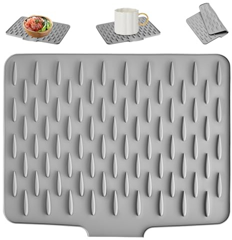 Holtrae Tappetino Scolapiatti Silicone Resistente al Calore Antiscivolo Morbido e Pieghevole Design Inclinato Deviazione Dell'acqua Protezione per Piano di Lavoro per Lavello della Cucina