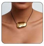 Long Statement Necklace for Women Chunky Gold Bean Necklace Big Gold Oval Circle Pebble Necklaces Long Boho Black Cord Necklaces with Large Pendant Cowboy Chic Cowgirl Outfit Holiday Christmas Chunky Jewelry (Style1 golden pebble)