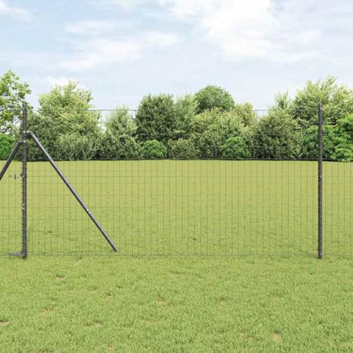 Eurostaket grått 1,2 x 10 m PVC-belagt järn, robust metallstaket för trädgård terrass, väderbeständigt utomhusinhägning, hållbara stängselpaneler, insynsskydd, gallerstaket, enkel montering