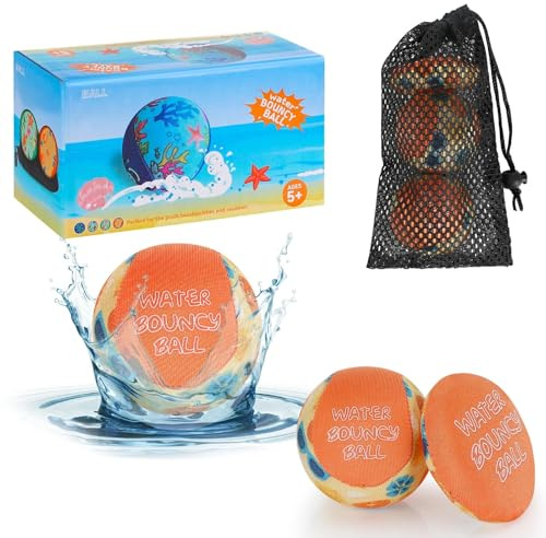 Freyeeti vatten hoppboll, 3 stycken vattenpolo studsboll för barn och vuxna, återanvändbar vattentät strandleksak, Ø 55 mm, för pool strand och hav (orange färg)