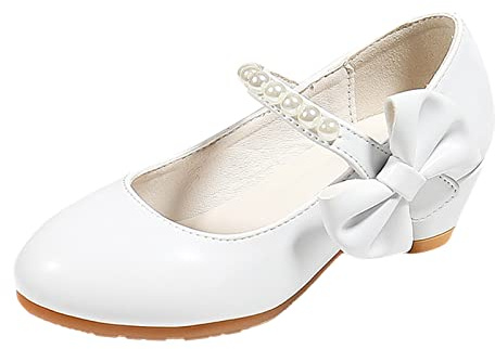 Scarpe da Principessa Bambina Eleganti Scintillanti Scarpe Ragazza Bambina Cerimonia Festa Cocktail Sera Carnevale Formali Antiscivolo Morbide Battesimo Fashion Scarpa (White, 36.5 Big Kids)