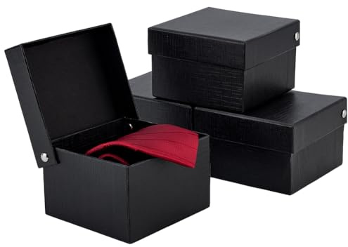 PH PandaHall Caja de corbatas de papel con tapa abatible, caja para corbatas cuadrada negra para hombre elegante funda de viaje para envolver regalos