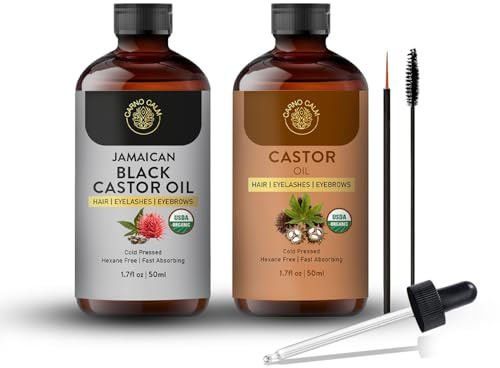 Carno Calm Jamaican Black Castor & Castor Oil For Hair 50ml - 100% Pure Black Castor & Castor Oil for Hair Growth, Eyelashes & Eyebrows | Hexane-Free, Nourishing & Revitalizing 1.7fl oz