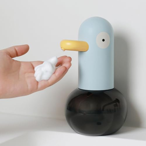 Schaumspender Automatisch - 400ml Schäumer,No Touch Seifenspender Automatisch Schaum mit Selbstreinigungsfunktion für Badezimmer Küche Sensor Enten Seifenspender Blau