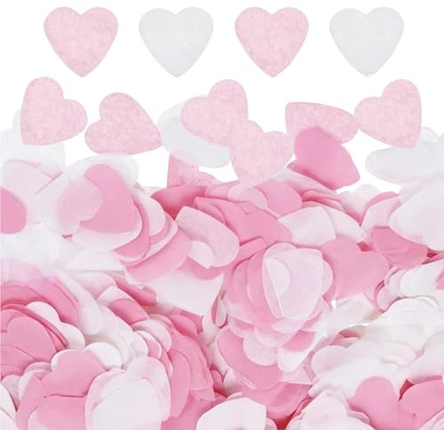 10000pcs Pink & White Biodegradable Heart Confetti – Wedding, Anniversary, Engagement