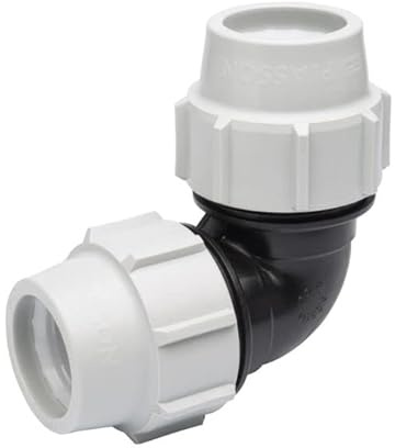PLASSON 7050 Curva Gomito 63mm Compressione in Polietilene MDPE per Tubo Idraulico - 1 Pezzo
