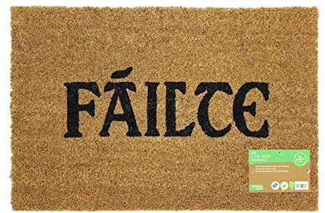 JVL 02-729 Failte Design Latex Backed Coir Entrance Door Mat, Brown, 40 x 60 cm