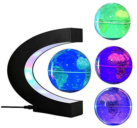 FUZADEL Multi-Color Changing Levitating Globe Floating Globes Magnetic Levitation Floating Globe of the World with Stand for Home/Office Desk Decoration Ornament