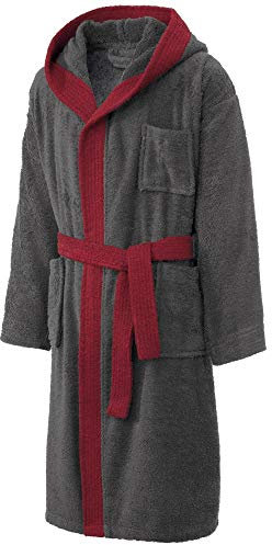 CelinaTex S-XXL Bademantel Kapuze Uni zweifarbig lang aufgesetzte Taschen Herren warm Frottee reine Baumwolle OEKO-TEX Borkum