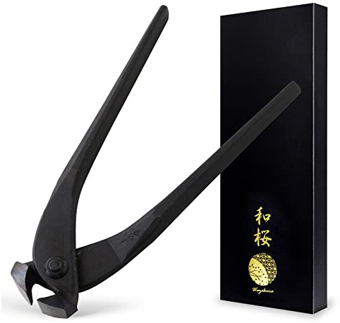 Wazakura Hand Forged End-Cutting Pliers Nippers MADE IN JAPAN 8.25inch(210mm), Kuikiri Japanese Carpentry Tools - Kuikiri Black