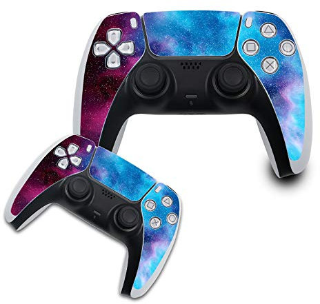 Finest Folia Schutzfolie kompatibel mit PS5 Sticker Hülle für Spiele Konsolen Controller Gehäuse Aufkleber Vinyl Folie Skin gegen Kratzer Design Cover R140 (Controller Set, Nr. 32 Galaxy)