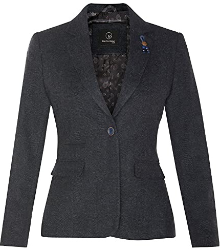 TruClothing Klassisk 1920-talet i tweed klassisk ull-skräddarsydd blazer med armbågslappar, Marinblå, 3XL