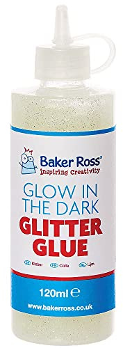 Baker Ross FX132 Pegamento con Purpurina que Brillan en la Oscuridad - Botella de pegamento, Artículos de Hobby