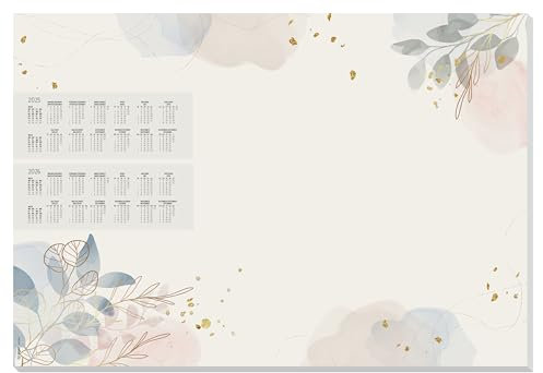 SIGEL HO304 Papier-Schreibtischunterlage, ca. DIN A2, mit 2-Jahres-Kalender, 30 Blatt, Design Pastel Garden, aus nachhaltigem Papier