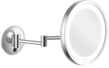 ALISEO LED City Light - Spiegel am Doppelschwenk-Arm - Wartungsfreies SMD-LED-Licht - Zur Wandmontage, rund ø 250 mm, Chrom