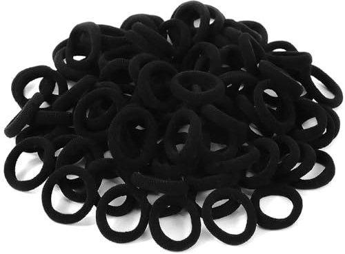 Hanyousheng 100 Stück Haargummis Mädchen, Haargummis Klein, Baby Haargummi, Mini Haargummi Schwarz, Zopfgummi Klein, Mini Nahtlose Haarbänder, Haarband Set für Baby Kinder Kleine Mädchen