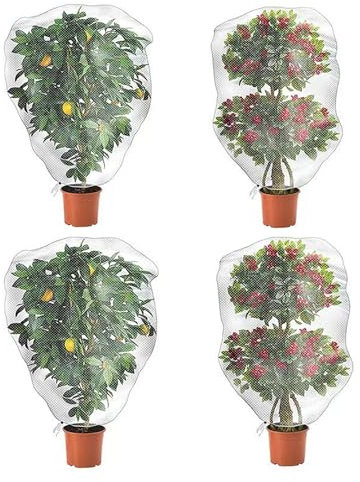 SIGANDG 4 Pezzi Sacco per Piante con Coulisse,Rete Anti Insetti,Rete di Protezione per Verdure Anti-Insetti a Maglia Fine,per Proteggere Ortaggi,Fiori e Frutti (80 x 80 cm)