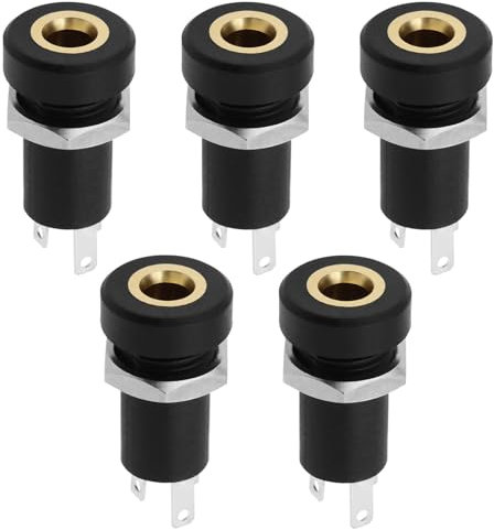 EMSea 5 STÜCKE 3,5mm Audio Jack Buchse 3 Pol Stereo Buchse Stecker Kopfhörer Jack Stecker Stereo Löten Panel Schwarz mit Mutter