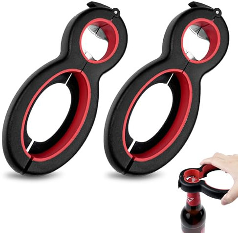 Maxentico 2 Pezzi Apribottiglie, 6 in 1 Apriscatole, Apribarattoli, Apribarattoli Manuale, Multifunzione Apriscatole Manuale, Apribarattoli Multifunzione, Apri Barattoli Universale per Cucina Viaggio