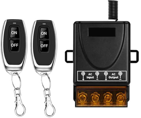 Cerhot AC 220V/230V/240V 100m 30A High Performance Radio Remote Light Switch, Outdoor Light Switch, Radio Remote Control Switch, for Water Pump, Lighting (100m 2V1 AC 100V-240V)
